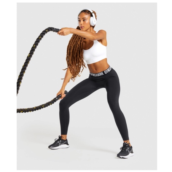 GYMSHARK Fit Seamless Leggings Size Medium Black/White - Picture 3 of 11